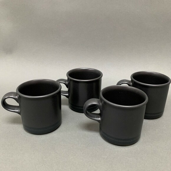 Pfaltzgraff Midnight Sun Black Coffee Cups Mugs Lot of 4 - Picture 5 of 8